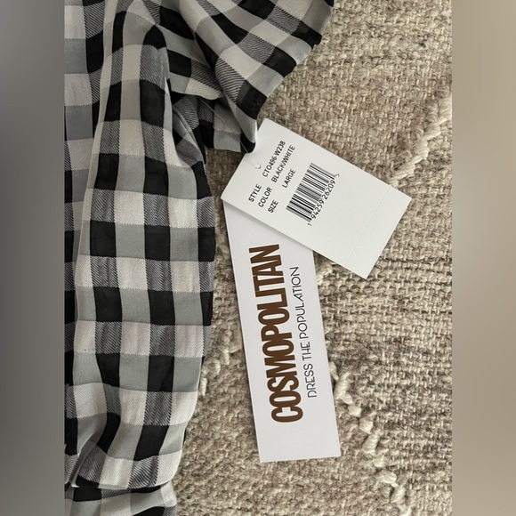 Dress The Population x Cosmopolitan cropped top, NWT, Large, Black/white check - Picture 5 of 7